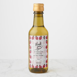 Elegante Watercolor Strawberry Geburtstagshochzeit Weinetikett