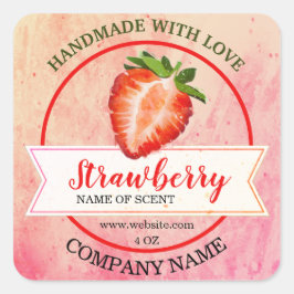 Elegante Watercolor Strawberry Jam Quadratischer Aufkleber