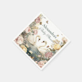 Elegante Watercolor Swans Baby Shower Serviette (Ecke)