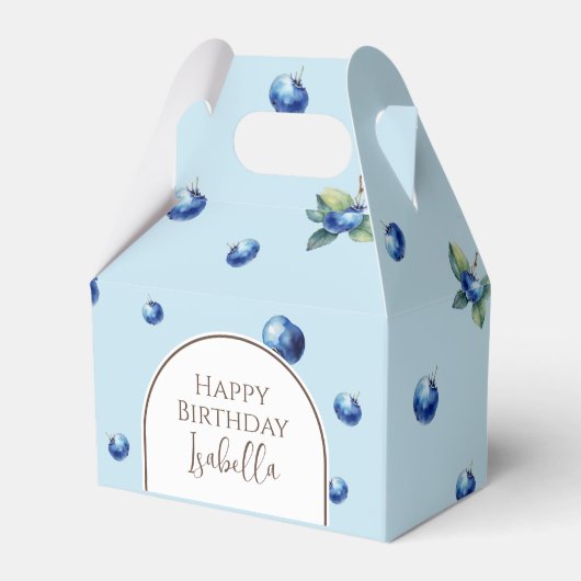 Elegante Watercolor Sweet Blue Berry Happy Birthda Geschenkschachtel (Vorderseite)