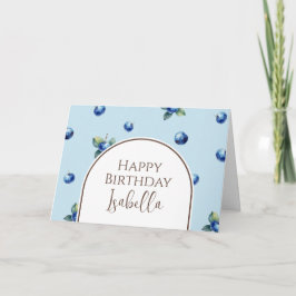 Elegante Watercolor Sweet Blue Berry Happy Birthda Karte