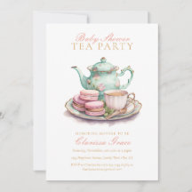 Elegante Watercolor Tea Party Babydusche