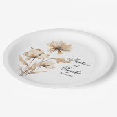 Elegante Watercolor Terracota Pappteller (Schrägansicht)