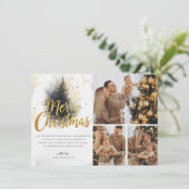 Elegante Watercolor Tree Multi Foto Weihnachtskart Einladung (Stehend Vorderseite)