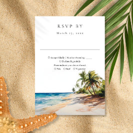 Elegante Watercolor Tropical Beach Hochzeit RSVP Karte