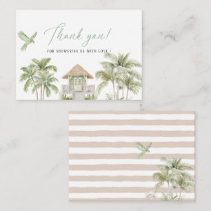 Elegante Watercolor Tropical Beach Palm Bridal Sho Mitteilungskarte