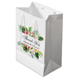 Elegante Watercolor Tropical Floral Vielen Dank Mittlere Geschenktüte