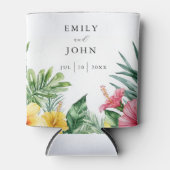 Elegante Watercolor Tropical Floral Wedding Dosenkühler (Vorderseite)