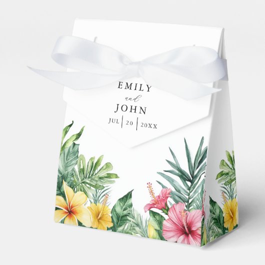 Elegante Watercolor Tropical Floral Wedding Geschenkschachtel (Vorderseite)