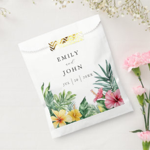 Elegante Watercolor Tropical Floral Wedding Geschenktütchen