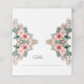 Elegante Watercolor Tropical Floral Wedding Platzkarte (Außenseite Aufgefaltet)