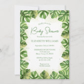 Elegante Watercolor Tropical Palm Baby Dusche Einladung (Vorderseite)