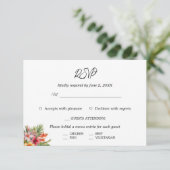 Elegante Watercolor Tropische Hochzeit RSVP Karte (Stehend Vorderseite)
