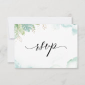 Elegante Watercolor und Airy Greenery RSVP Card (Rückseite)