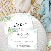 Elegante Watercolor und Airy Greenery RSVP Card