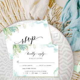 Elegante Watercolor und Airy Greenery RSVP Card