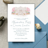 Elegante Watercolor Villa Script Wedding Einladung