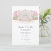 Elegante Watercolor Villa Wedding Einladung (Stehend Vorderseite)