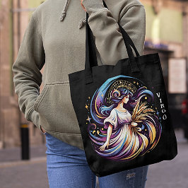 Elegante Watercolor Virgo Zodiac Black Tasche