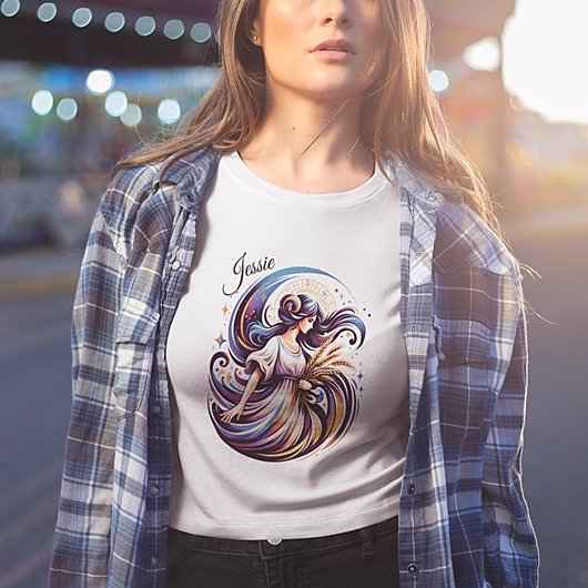 Elegante Watercolor Virgo Zodiac Custom T-Shirt