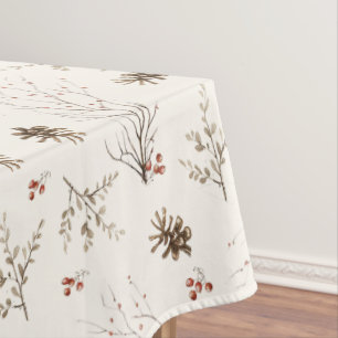 Elegante Watercolor-Wald-Winterbeeren-Muster Tischdecke