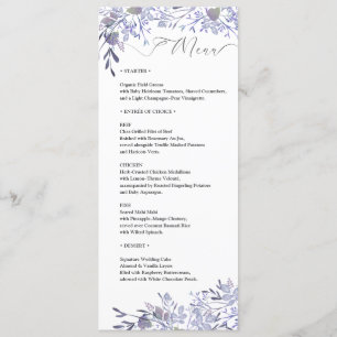 Elegante Watercolor Wedding Menu Card Programm