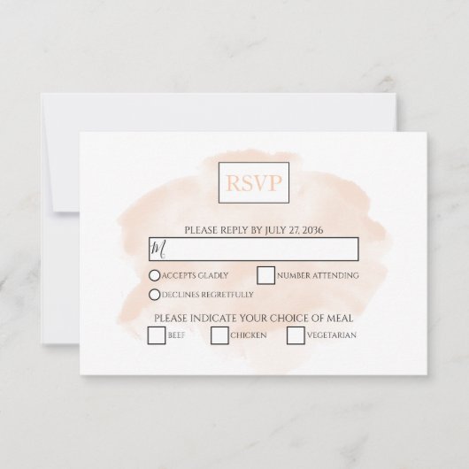Elegante Watercolor Wedding RSVP Cards Karte (Vorderseite)
