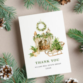 Elegante Watercolor Weihnachten Corporate Holiday Dankeskarte