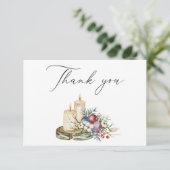 Elegante Watercolor Weihnachten Dankeskarte (Stehend Vorderseite)