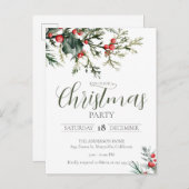 Elegante Watercolor Weihnachten Party Einladung (Vorne/Hinten)