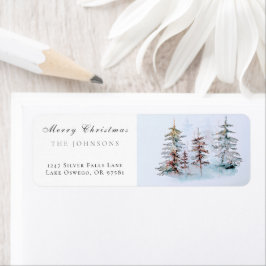 Elegante Watercolor Weihnachten Pine Rücksendeadre