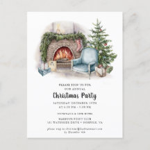 Elegante Watercolor Weihnachts-Party Einladung Pos