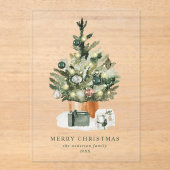 Elegante Watercolor Weihnachtsbaum Acryleinladungen (Vorderseite)