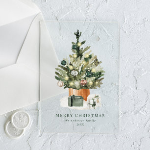 Elegante Watercolor Weihnachtsbaum Acryleinladungen