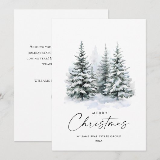 Elegante Watercolor Weihnachtsbaum Feiertagskarte (Vorne/Hinten)