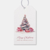 Elegante Watercolor Weihnachtsbaum Geschenkanhänger (Vorderseite)