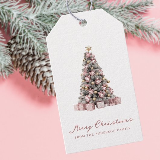 Elegante Watercolor Weihnachtsbaum Geschenkanhänger