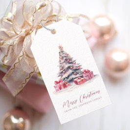 Elegante Watercolor Weihnachtsbaum Geschenkanhänger