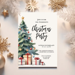 Elegante Watercolor Weihnachtsbaum Party Einladung