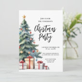 Elegante Watercolor Weihnachtsbaum Party Einladung (Stehend Vorderseite)