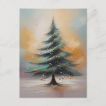 Elegante Watercolor Weihnachtsbaum Postkarte