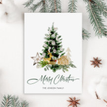 Elegante Watercolor Weihnachtsbaum Weinkultur und