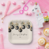 Elegante Watercolor Weihnachtsbaummannschaft Pappteller (Party)