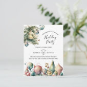 Elegante Watercolor Weihnachtsfeier Einladung (Stehend Vorderseite)