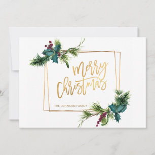 Elegante Watercolor Weihnachtsfeiertage Cone Gruß Feiertagskarte