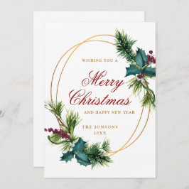 Elegante Watercolor Weihnachtsfeiertage Cone Gruß Feiertagskarte