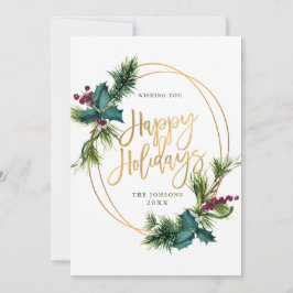 Elegante Watercolor Weihnachtsfeiertage Cone Gruß Feiertagskarte