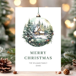 Elegante Watercolor Weihnachtsfeiertage Gruß Feiertagskarte