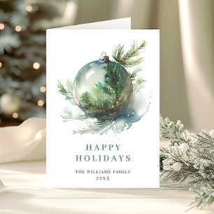 Elegante Watercolor Weihnachtsfeiertage Gruß Feiertagskarte