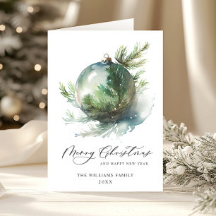 Elegante Watercolor Weihnachtsfeiertage Gruß Feiertagskarte